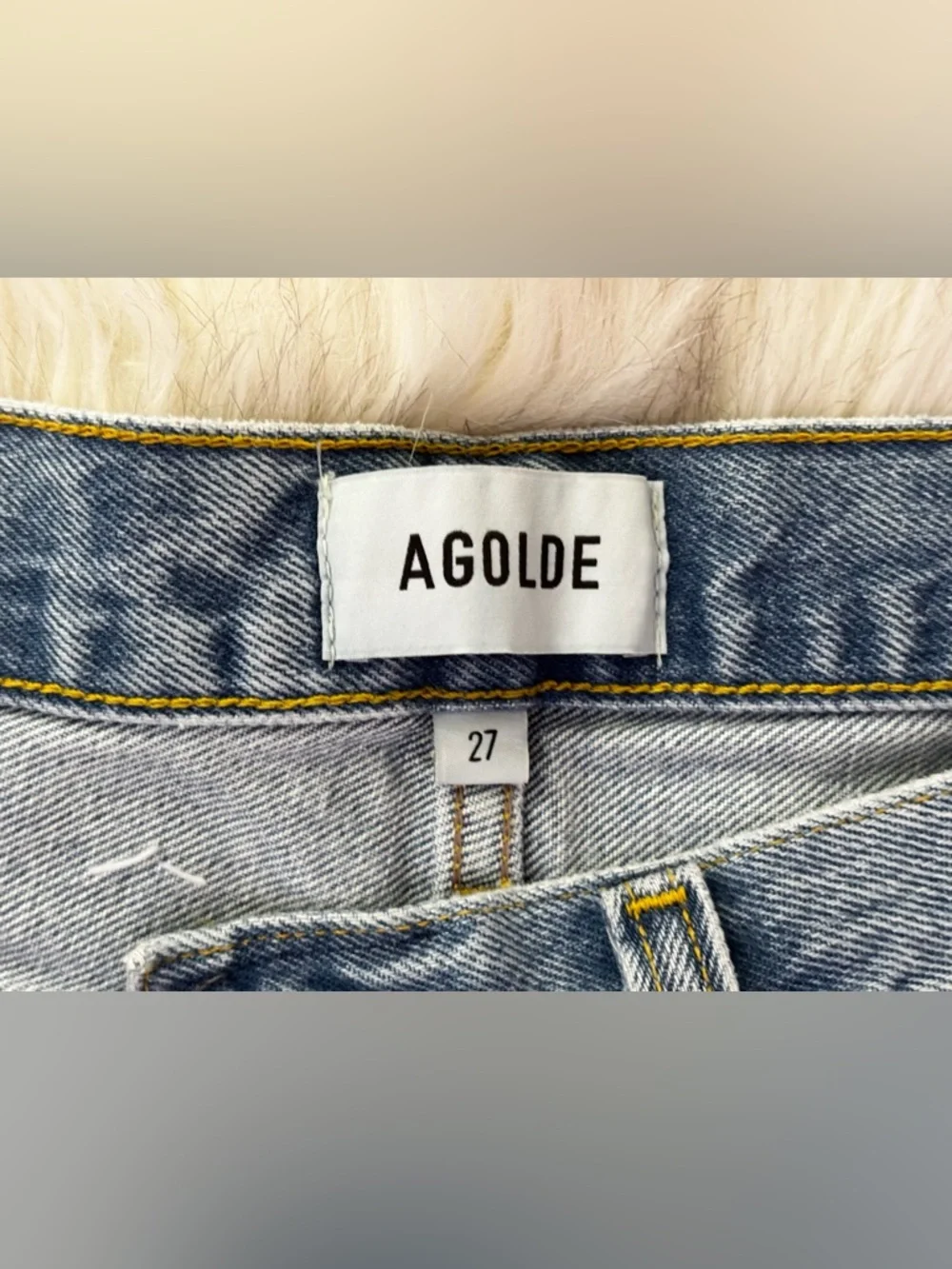 NWT Agolde Parker Long Swapmeet Light Blue Distressed Denim Cutoff Shorts SZ 27 - Picture 13 of 16